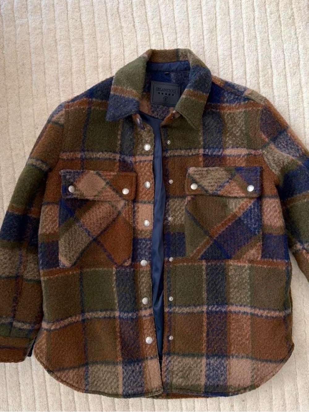 Blank NYC plaid jacket size small brown blue plaid